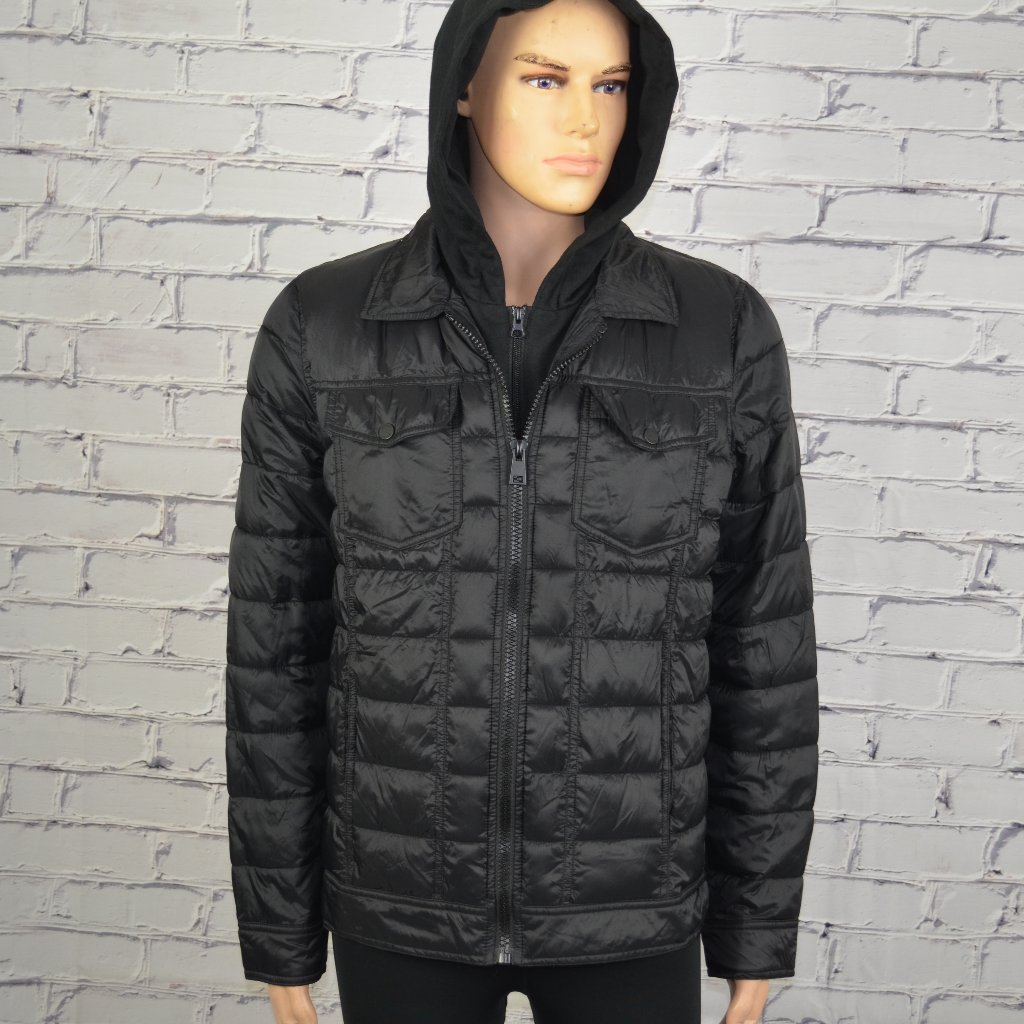 Mens Black Rivet Down Jacket Size Medium